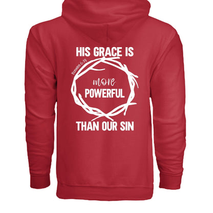 His Grace Is More Powerful Unisex Christian Full-Zip Hooded Sweatshirt - ClaimedbyGodDesigns