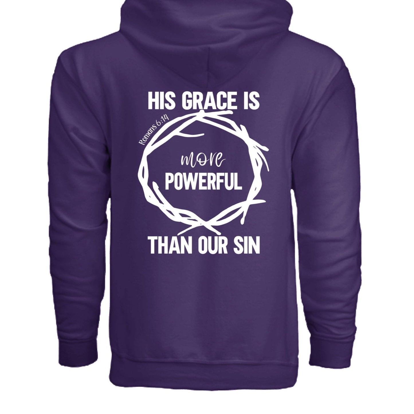 His Grace Is More Powerful Unisex Christian Full-Zip Hooded Sweatshirt - ClaimedbyGodDesigns