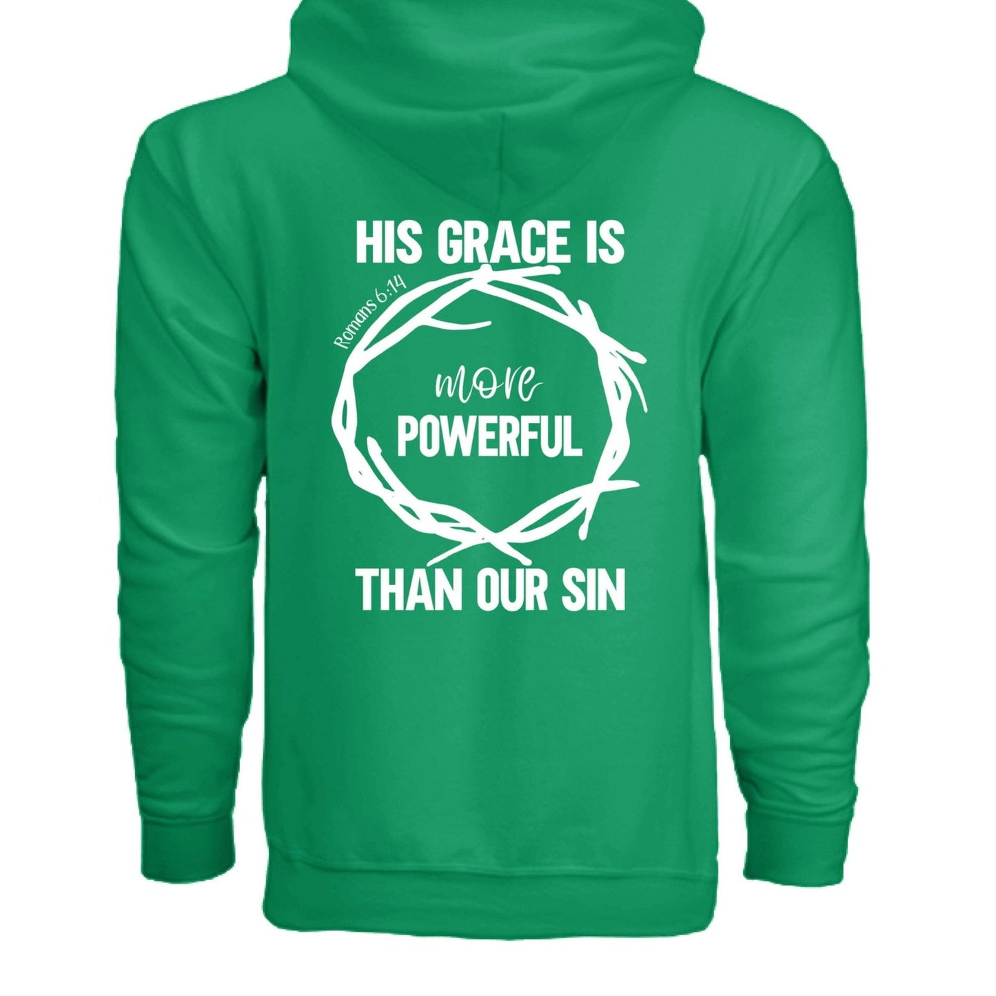 His Grace Is More Powerful Unisex Christian Full-Zip Hooded Sweatshirt - ClaimedbyGodDesigns