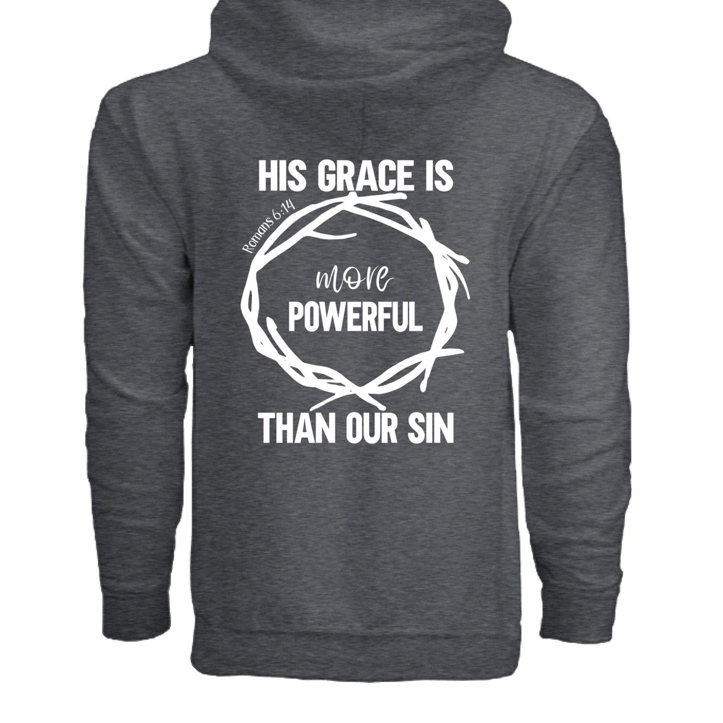 His Grace Is More Powerful Unisex Christian Full-Zip Hooded Sweatshirt - ClaimedbyGodDesigns