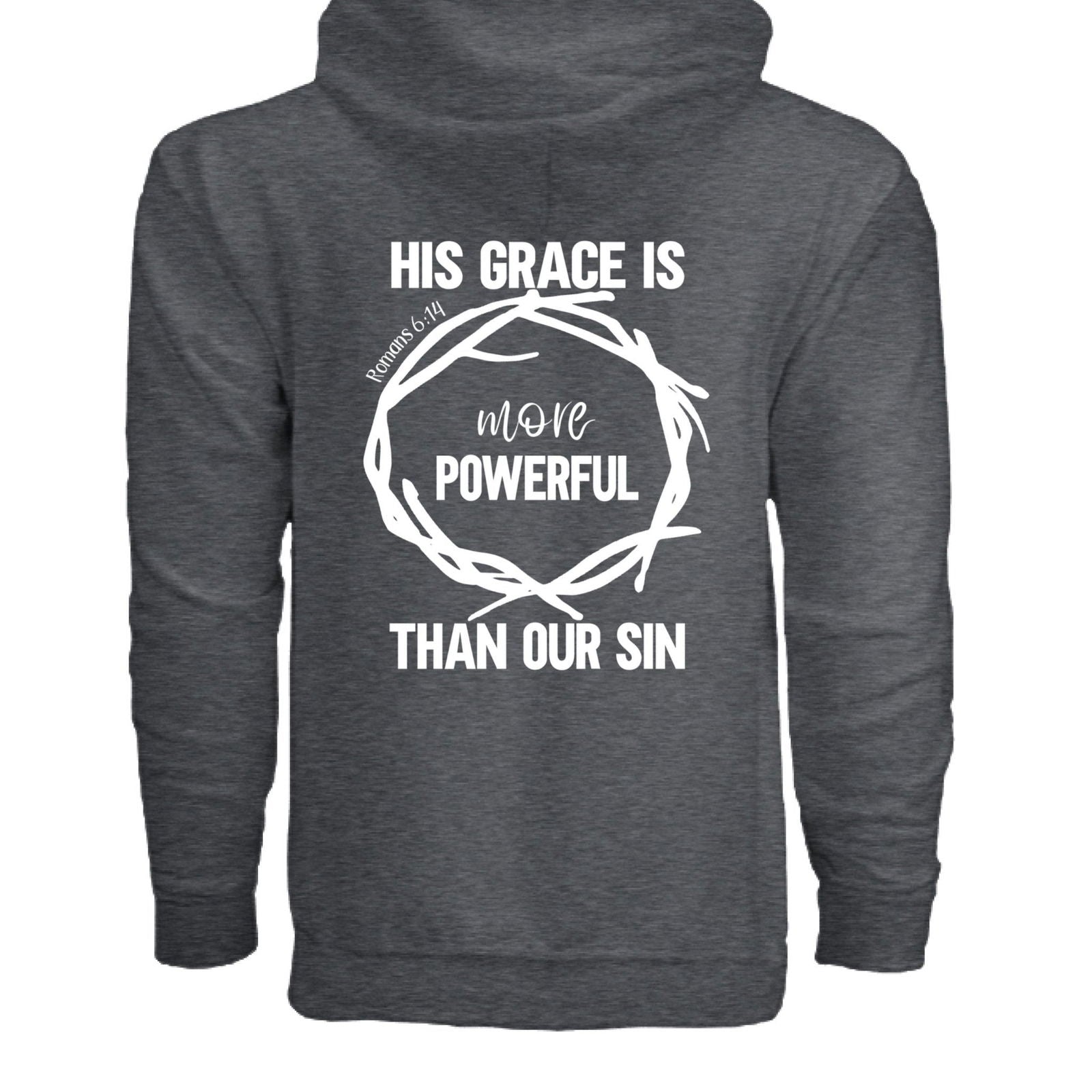 His Grace Is More Powerful Unisex Christian Full-Zip Hooded Sweatshirt - ClaimedbyGodDesigns