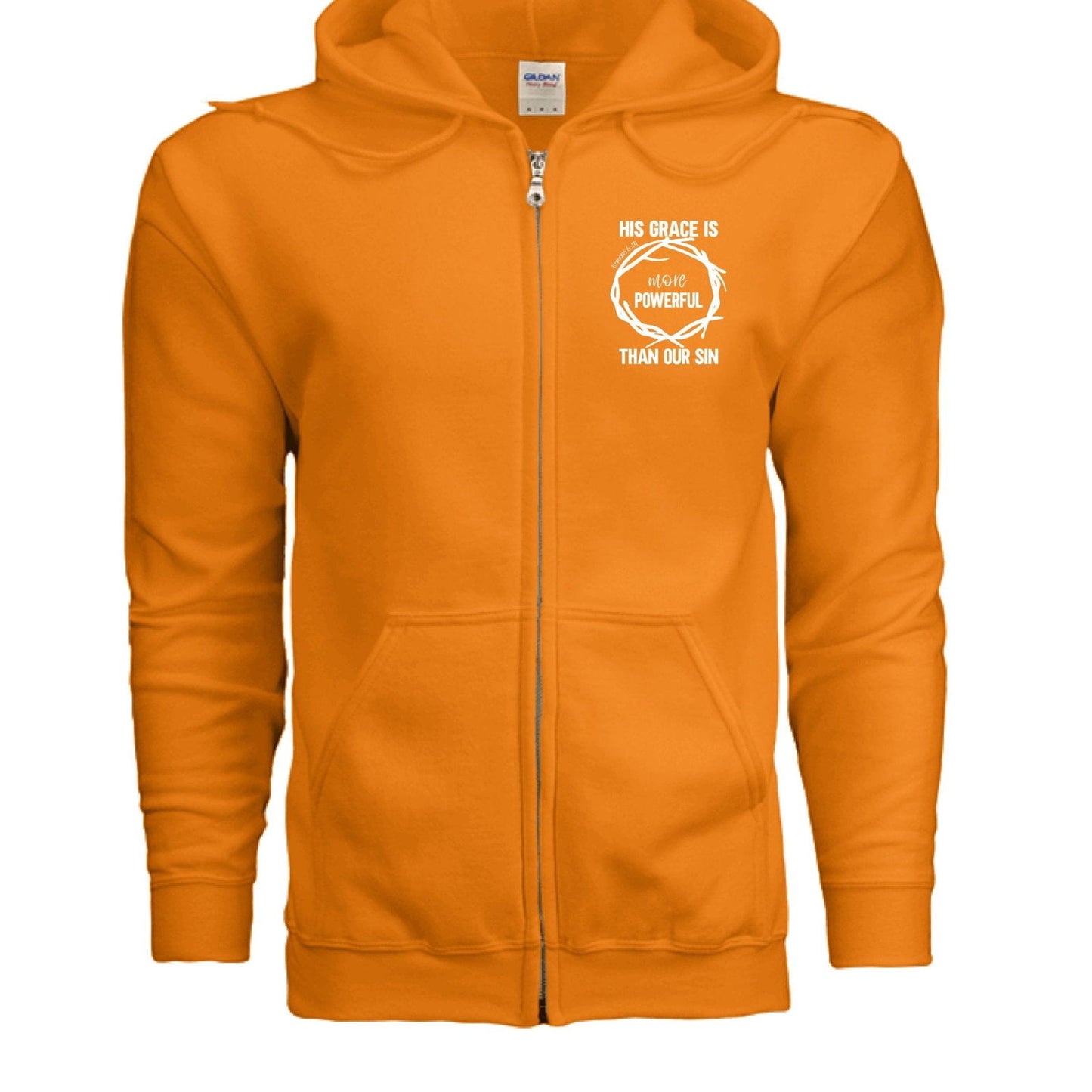 His Grace Is More Powerful Unisex Christian Full-Zip Hooded Sweatshirt - ClaimedbyGodDesigns