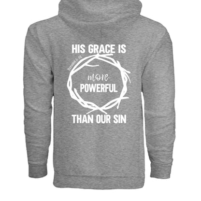 His Grace Is More Powerful Unisex Christian Full-Zip Hooded Sweatshirt - ClaimedbyGodDesigns