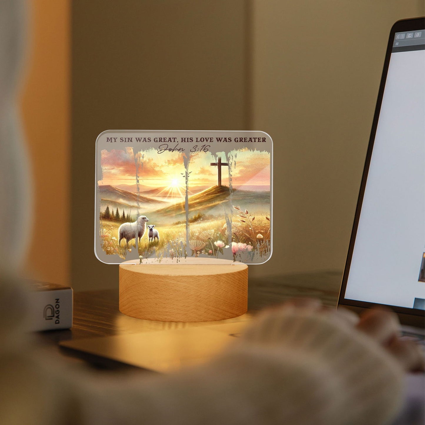 His Love Was Greater Christian Acrylic Plaque with Stand - Rectangle - ClaimedbyGodDesigns