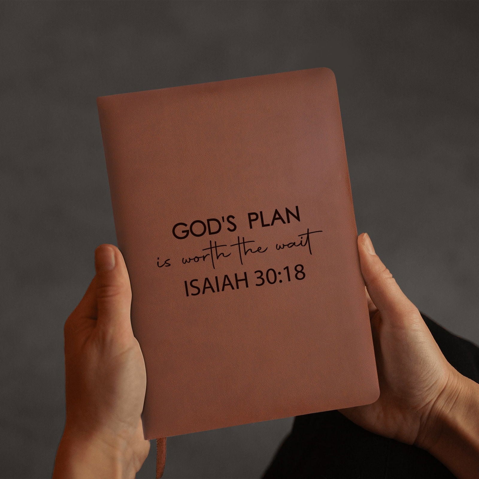 His Plan Is Worth The Wait Engraved Brown Christian Journal Diary Gift for Friends Family - ClaimedbyGodDesigns