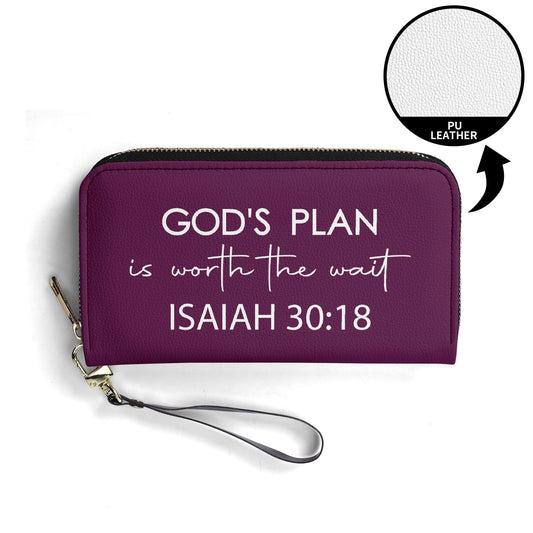 His Plan Is Worth The Wait PU Leather Womens Christian Wallet - ClaimedbyGodDesigns