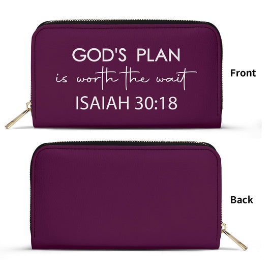 His Plan Is Worth The Wait PU Leather Womens Christian Wallet - ClaimedbyGodDesigns