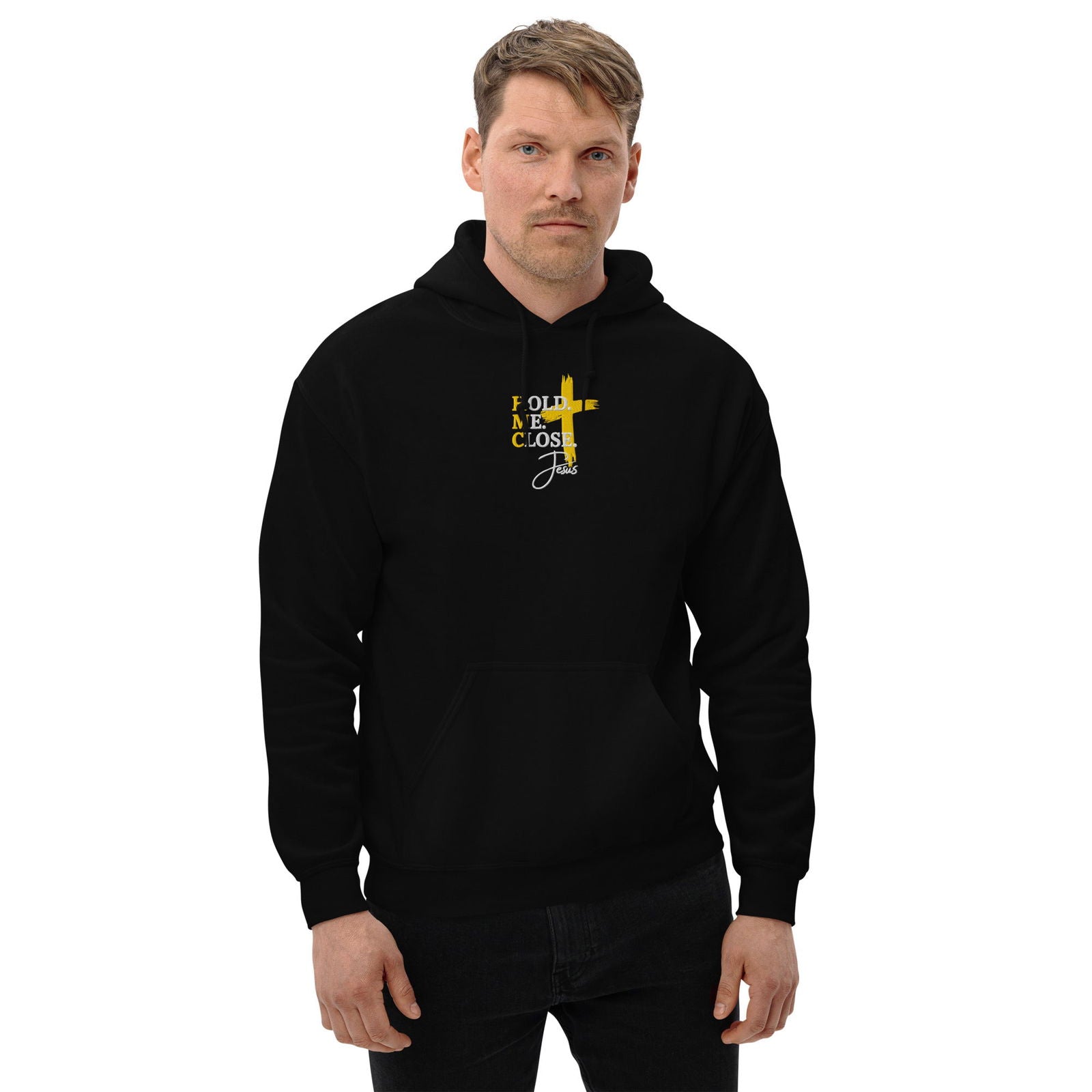 Hold Me Close Unisex Christian Embroidered Hooded Sweatshirt - ClaimedbyGodDesigns