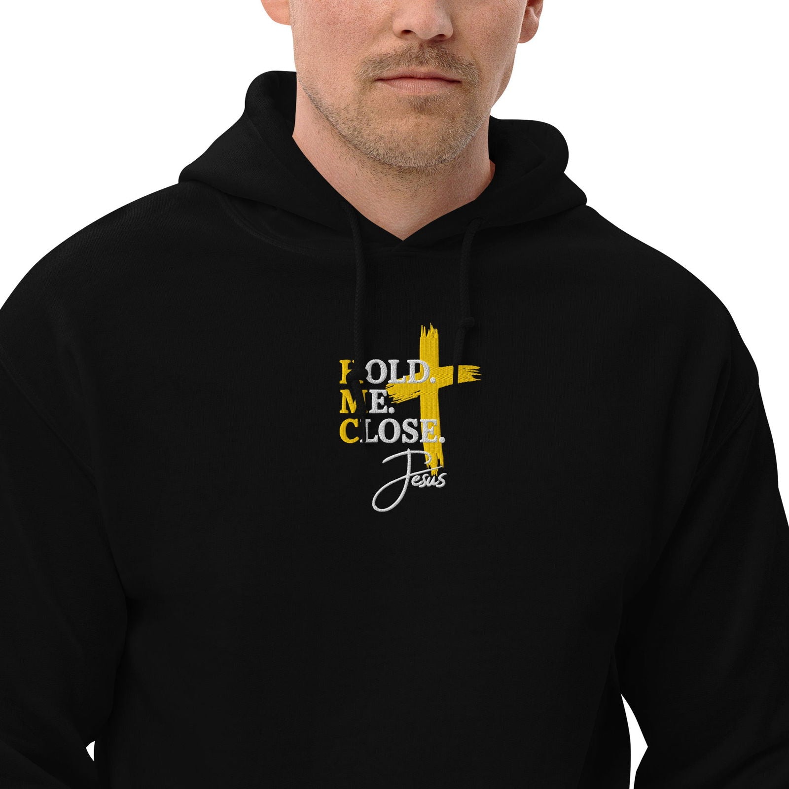 Hold Me Close Unisex Christian Embroidered Hooded Sweatshirt - ClaimedbyGodDesigns