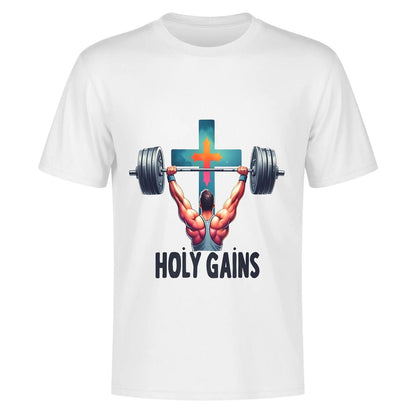 Holy Gains Mens Christian Gym T-shirt - ClaimedbyGodDesigns