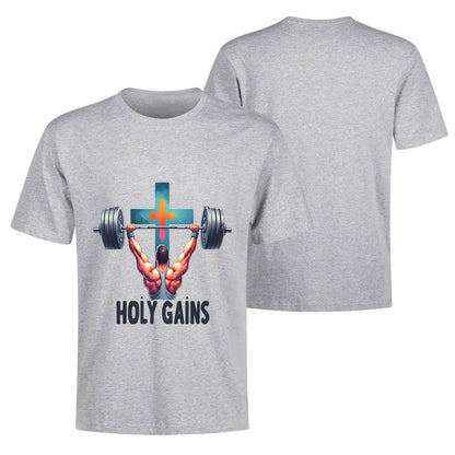 Holy Gains Mens Christian Gym T-shirt - ClaimedbyGodDesigns