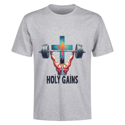 Holy Gains Mens Christian Gym T-shirt - ClaimedbyGodDesigns