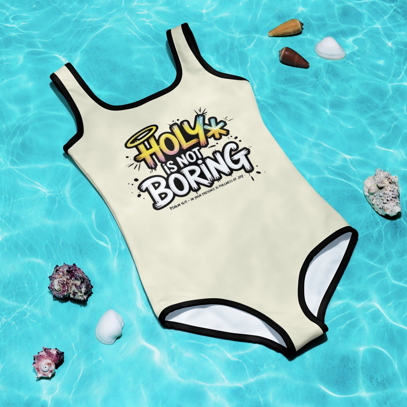 Holy Is Not Boring Christian Kids Swimsuit - ClaimedbyGodDesigns