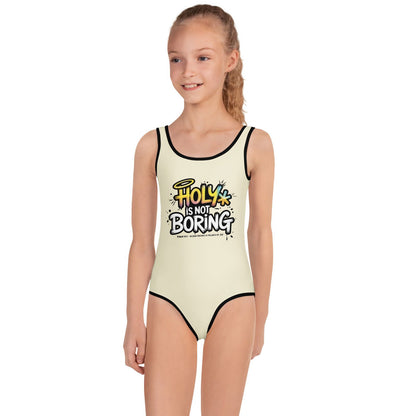 Holy Is Not Boring Christian Kids Swimsuit - ClaimedbyGodDesigns