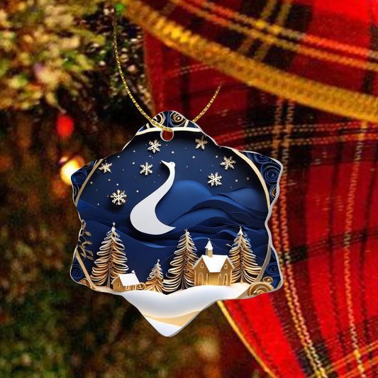 Holy Night Christian Snowflake Ceramic Ornaments (1pc, 3pcs, 5pcs, 10pcs) - ClaimedbyGodDesigns