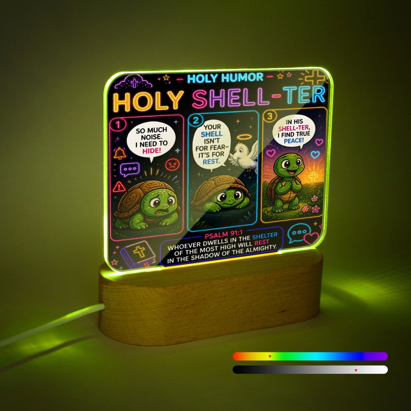 Holy Shell-Ter Christian Square Acrylic Nigh Light - Luminous Base - ClaimedbyGodDesigns