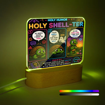 Holy Shell-Ter Christian Square Acrylic Nigh Light - Luminous Base - ClaimedbyGodDesigns