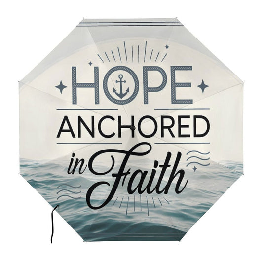 Hope Anchored In Faith Christian 2-Fold Automatic Golf Umbrella - ClaimedbyGodDesigns
