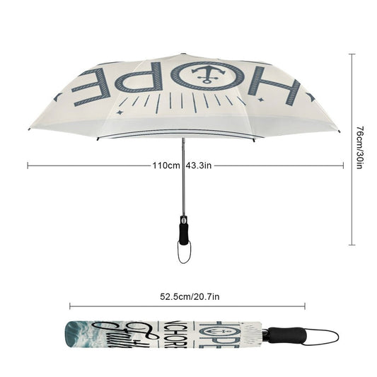 Hope Anchored In Faith Christian 2-Fold Automatic Golf Umbrella - ClaimedbyGodDesigns