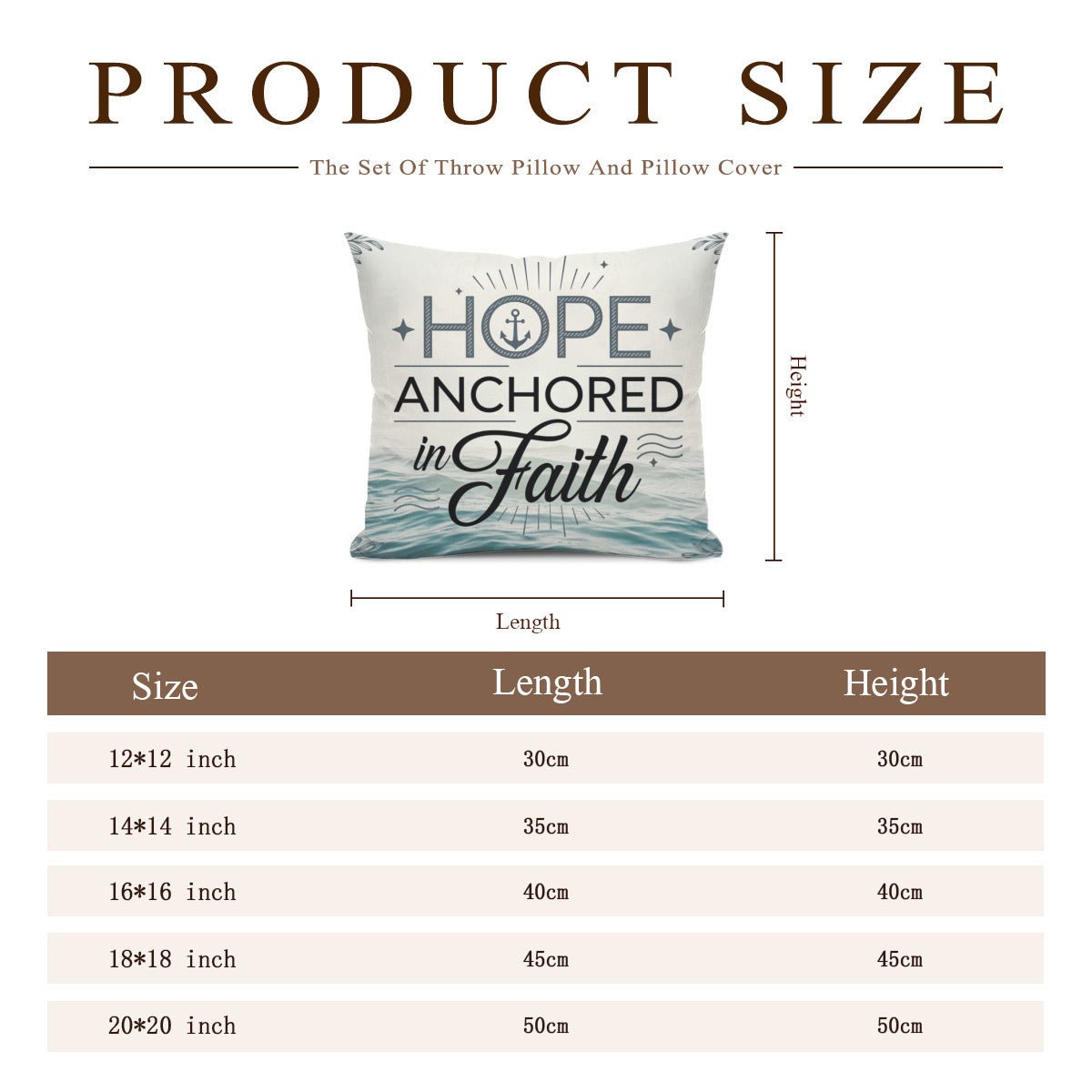 Hope Anchored In Faith Christian Pillow (Pillow Cover + Pillow Insert) - ClaimedbyGodDesigns