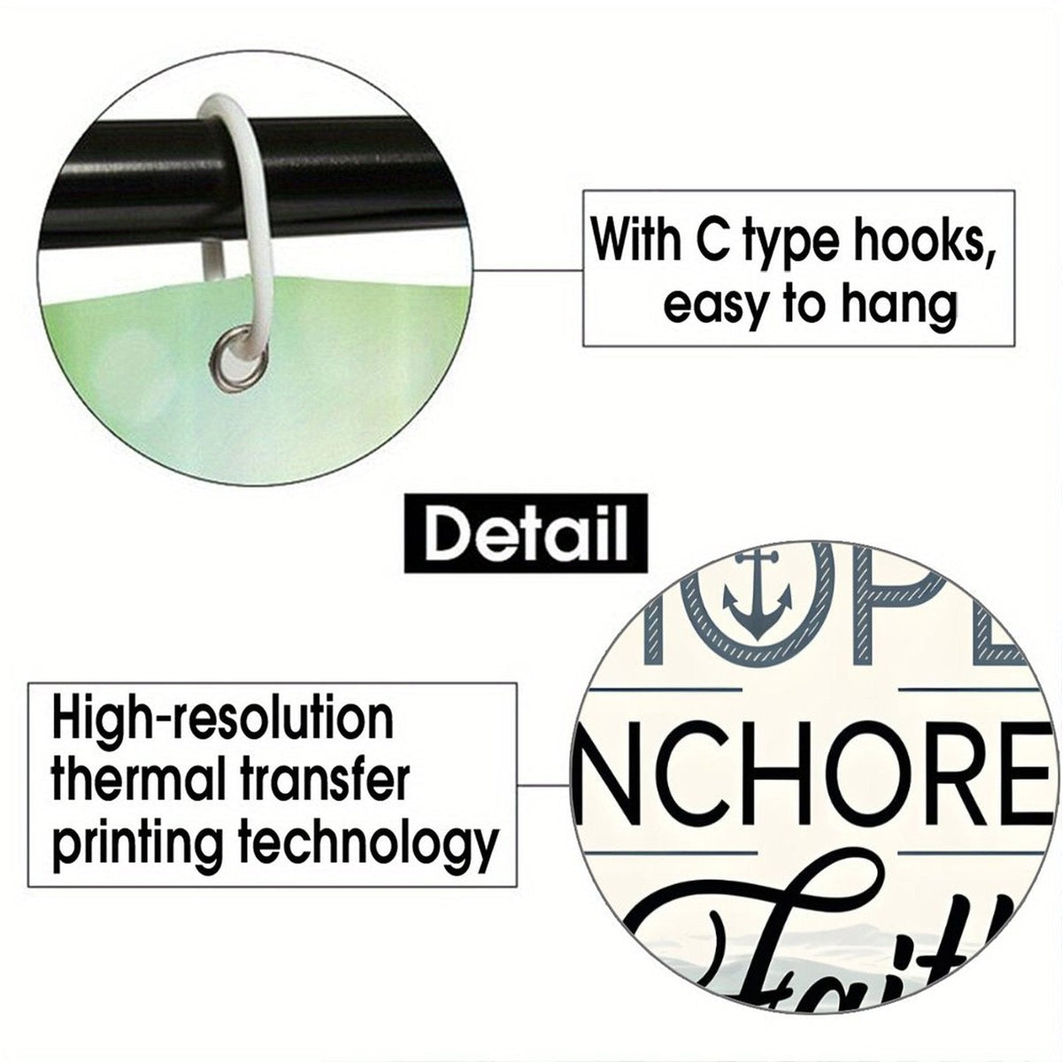 Hope Anchored In Faith Christian Waterproof Shower Curtain - ClaimedbyGodDesigns