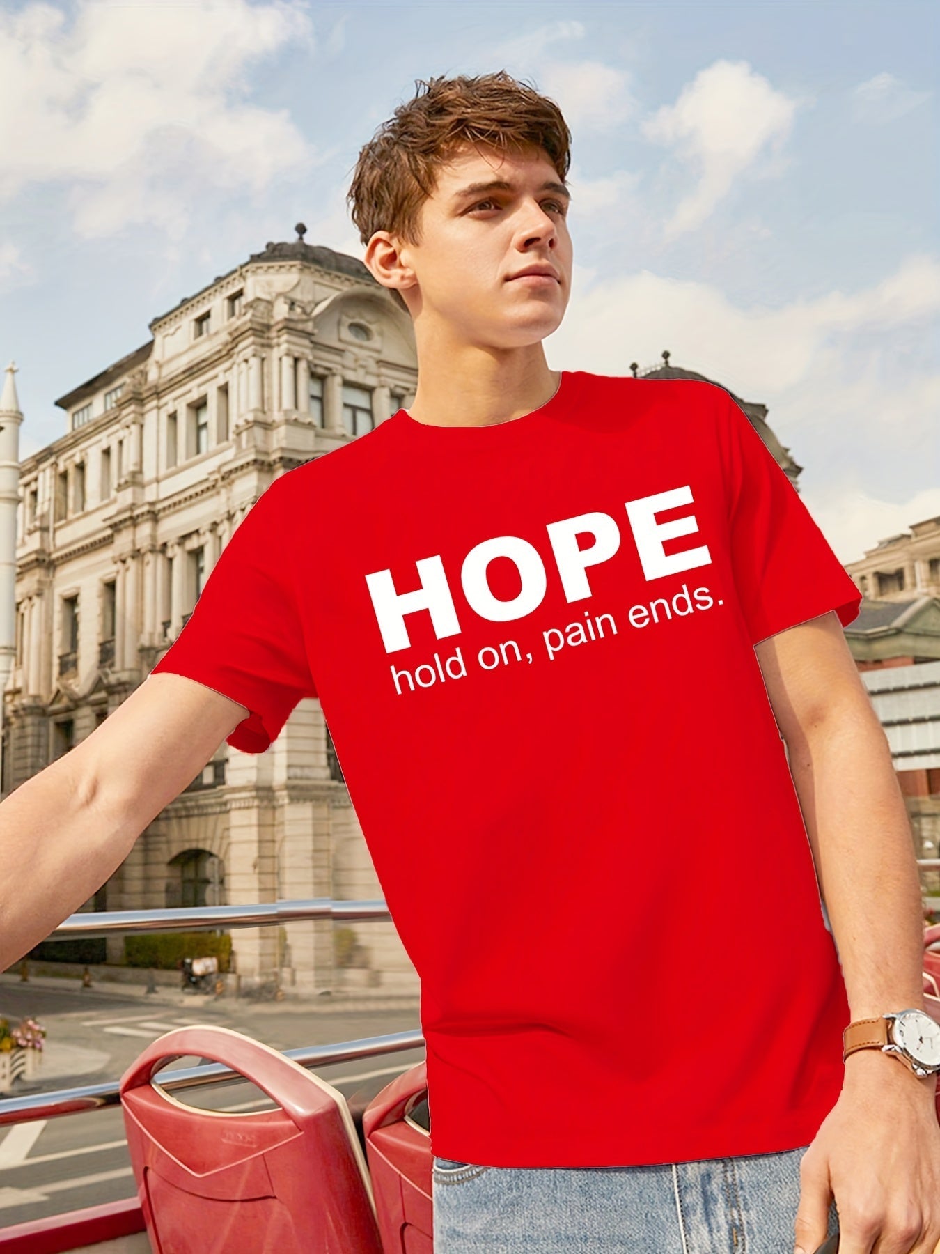 Hope: Hold On Pain Ends Men's Christian T-shirt - ClaimedbyGodDesigns