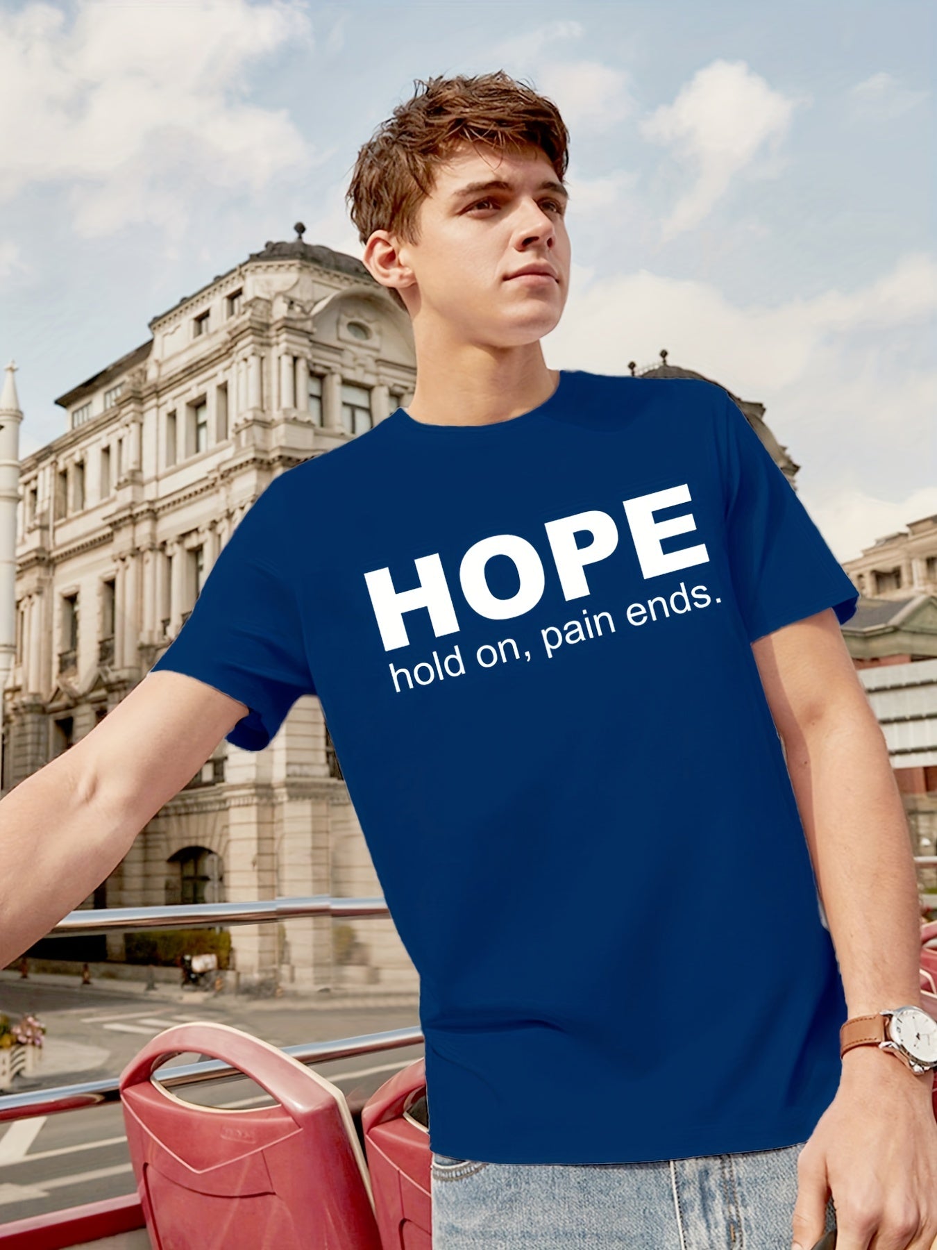 Hope: Hold On Pain Ends Men's Christian T-shirt - ClaimedbyGodDesigns