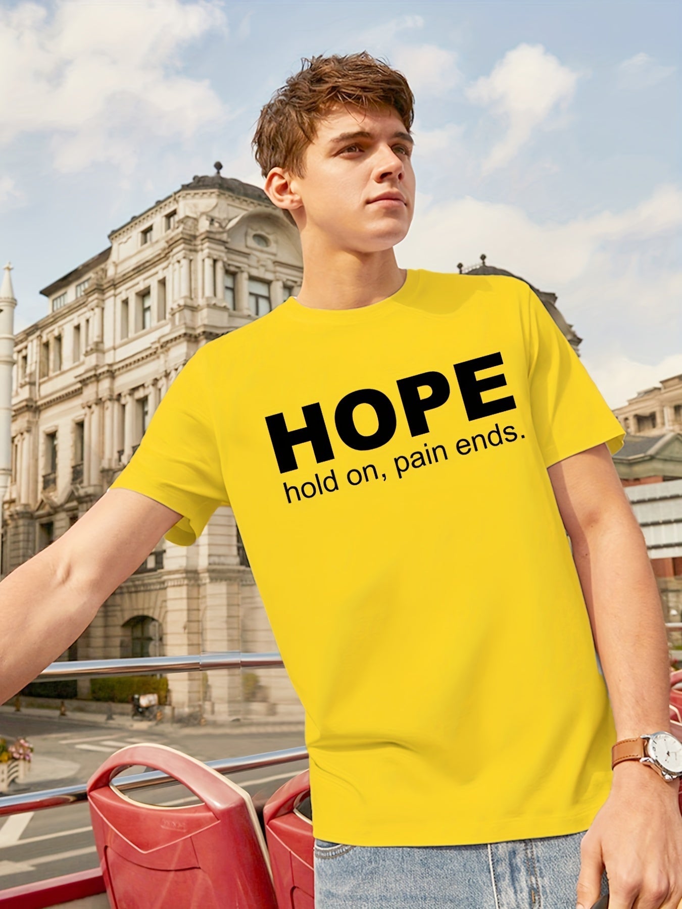 Hope: Hold On Pain Ends Men's Christian T-shirt - ClaimedbyGodDesigns