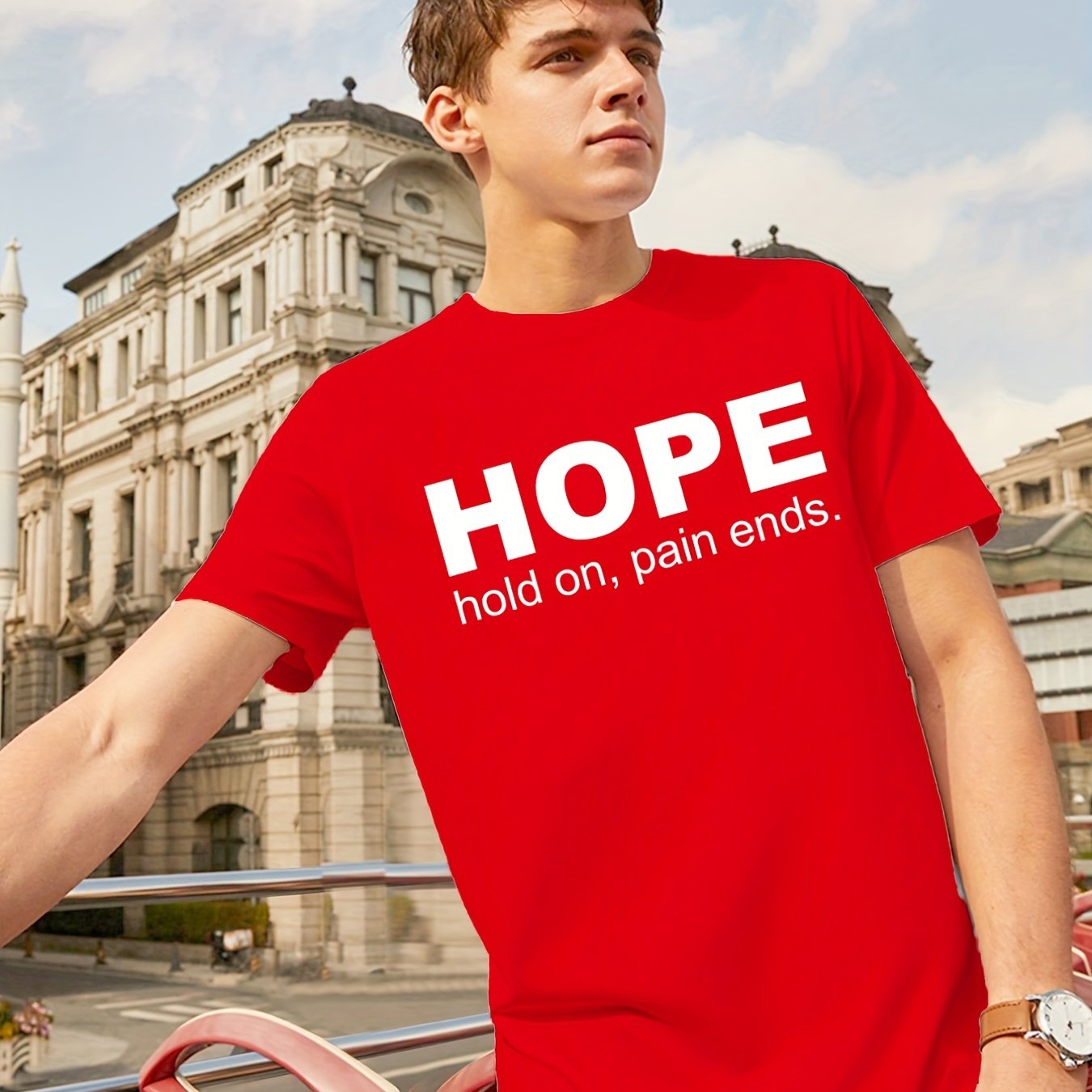 Hope: Hold On Pain Ends Men's Christian T-shirt - ClaimedbyGodDesigns