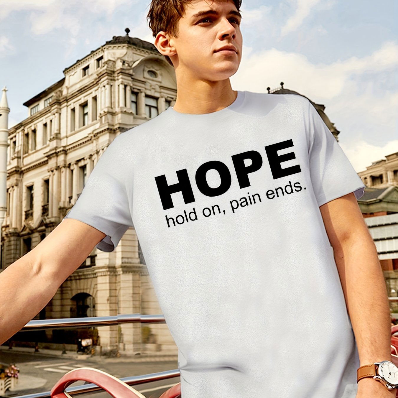 Hope: Hold On Pain Ends Men's Christian T-shirt - ClaimedbyGodDesigns