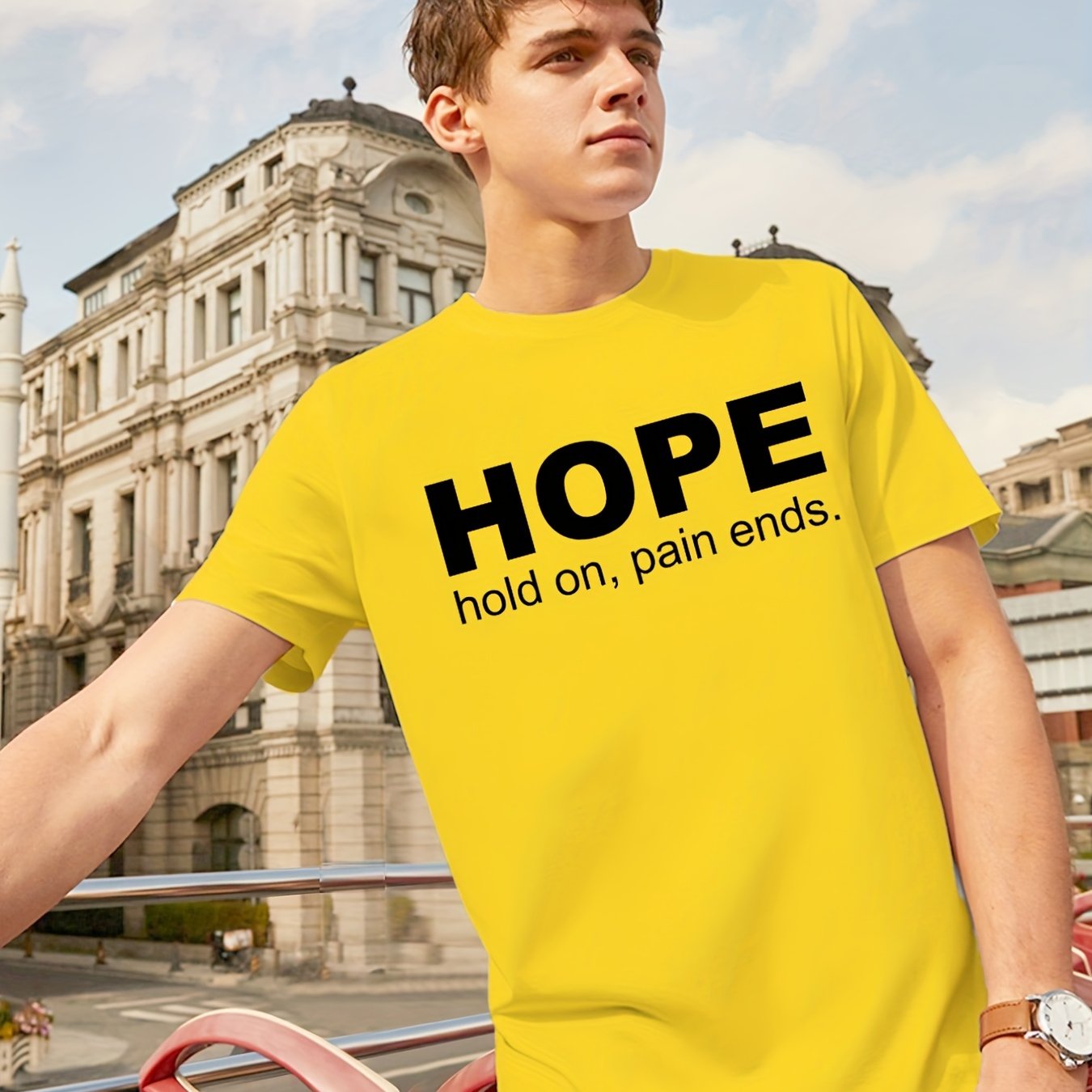 Hope: Hold On Pain Ends Men's Christian T-shirt - ClaimedbyGodDesigns