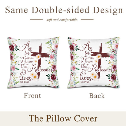 My Redeemer Lives Christian Throw Pillow - ClaimedbyGodDesigns