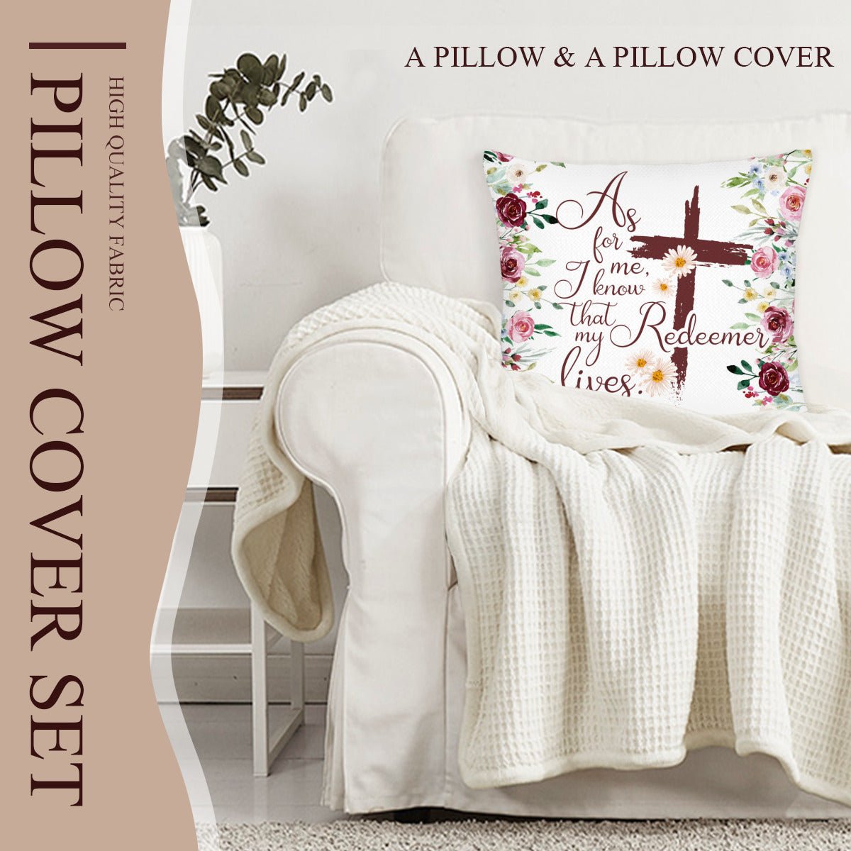 My Redeemer Lives Christian Throw Pillow - ClaimedbyGodDesigns