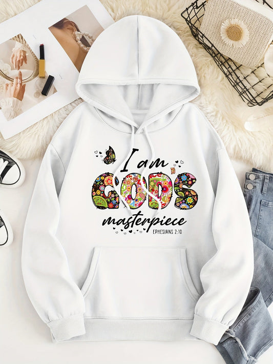 I Am God's Masterpiece Women's Christian Pullover Hooded Sweatshirt - ClaimedbyGodDesigns