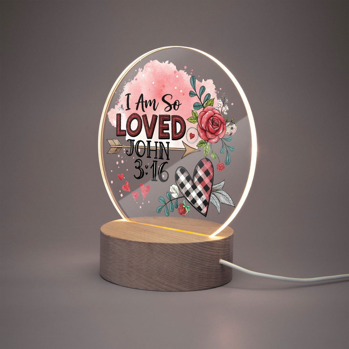 I Am So loved Christian Acrylic Plaque with Stand - Round - ClaimedbyGodDesigns