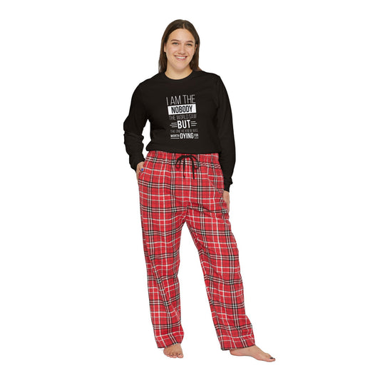 I Am The Nobody The World Saw But The One He Knew Was Worth Dying For Women's Christian Long Sleeve Pajama Set - ClaimedbyGodDesigns