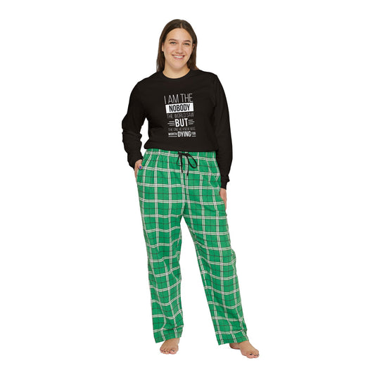 I Am The Nobody The World Saw But The One He Knew Was Worth Dying For Women's Christian Long Sleeve Pajama Set - ClaimedbyGodDesigns
