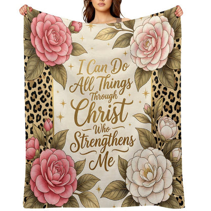 I Can Do All Things Christian Flannel Throw Blanket - ClaimedbyGodDesigns