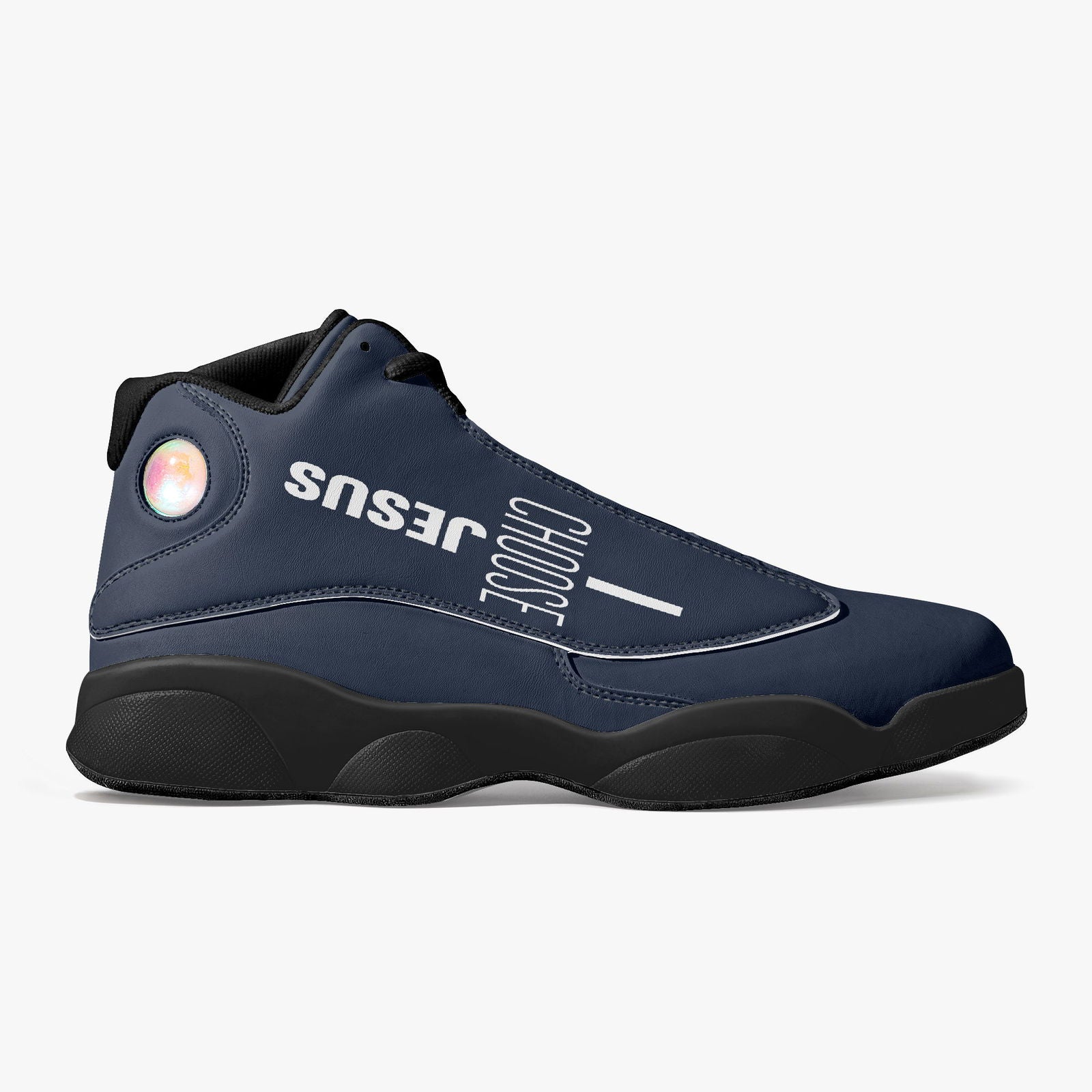 I Choose Jesus Christian Black Sole High-Top Leather Basketball Sneakers - ClaimedbyGodDesigns