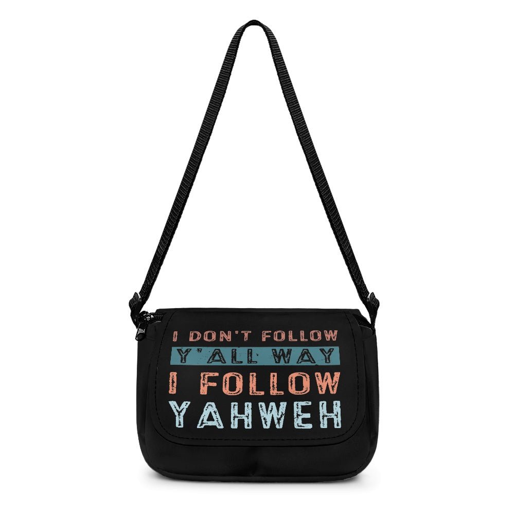 I Don't Follow Y'all Way I Follow Yahweh Christian Kids Flap Crossbody Bag - ClaimedbyGodDesigns