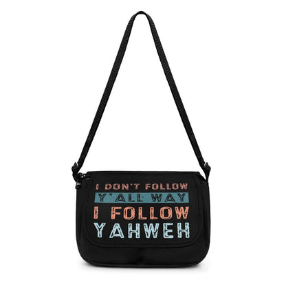 I Don't Follow Y'all Way I Follow Yahweh Christian Kids Flap Crossbody Bag - ClaimedbyGodDesigns