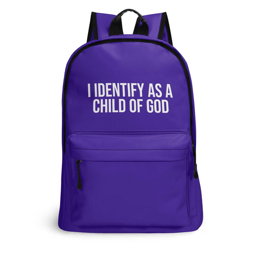 I Identify As A Child Of God (PU) Leather School Christian Backpack - ClaimedbyGodDesigns