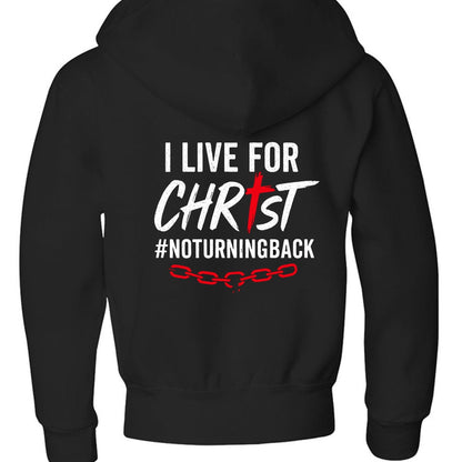I Live For Him Youth Christian Fleece Full-Zip Hooded Sweatshirt - ClaimedbyGodDesigns