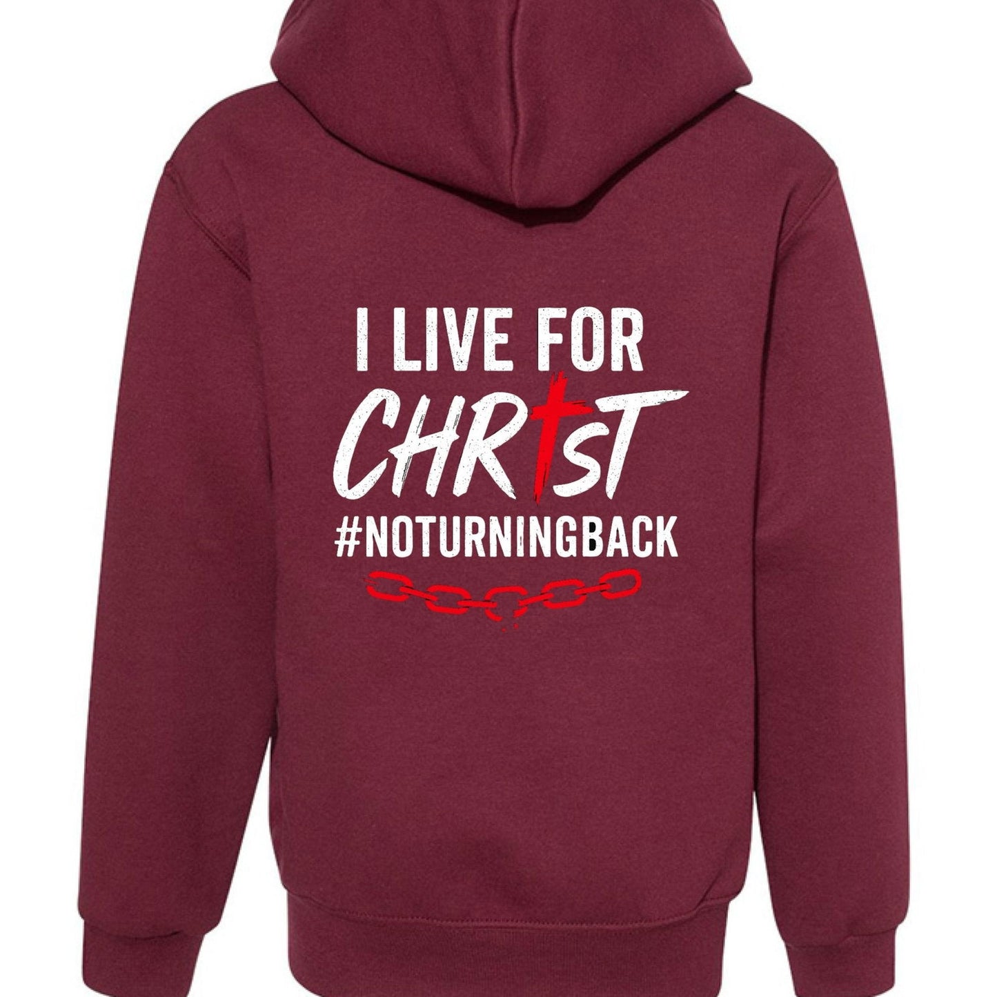 I Live For Him Youth Christian Fleece Full-Zip Hooded Sweatshirt - ClaimedbyGodDesigns