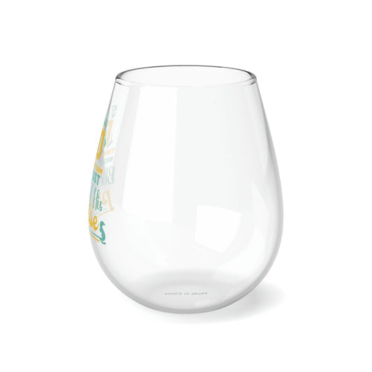 I Praise God Through The Storm Because I Trust In The Blessings Of His Promises Stemless Wine Glass, 11.75oz - ClaimedbyGodDesigns