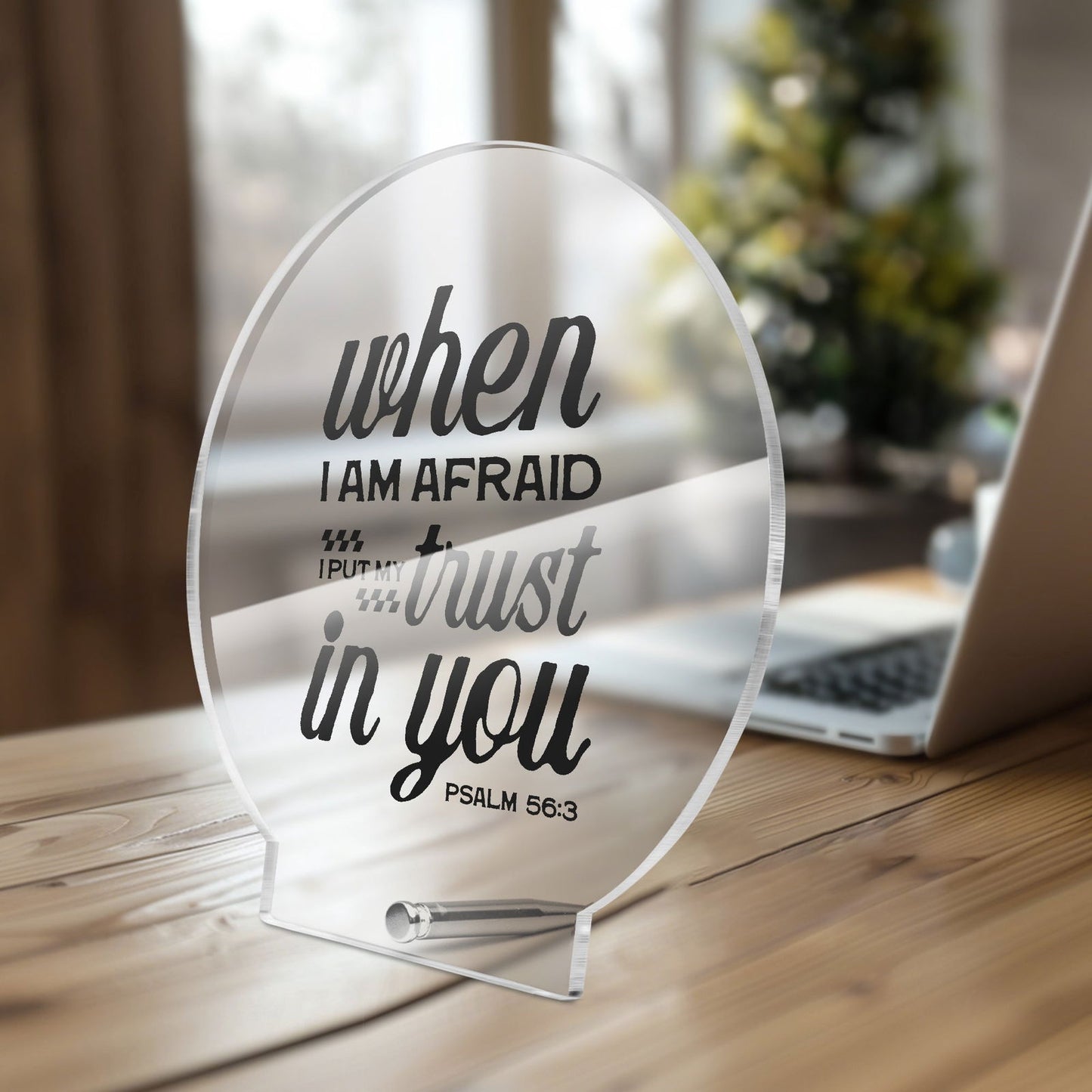 I Put My Trust In You Christian Acrylic Plaque with Stand - Round - ClaimedbyGodDesigns
