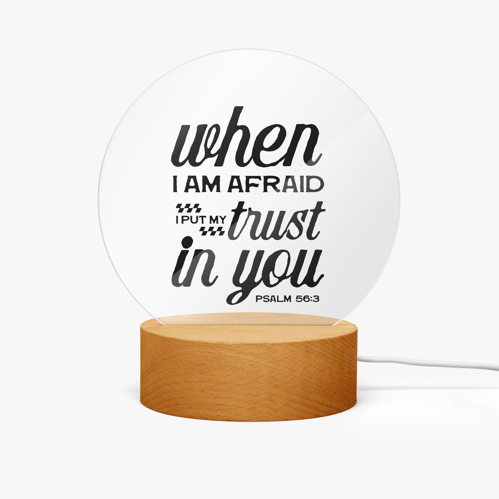 I Put My Trust In You Christian Acrylic Plaque with Stand - Round - ClaimedbyGodDesigns