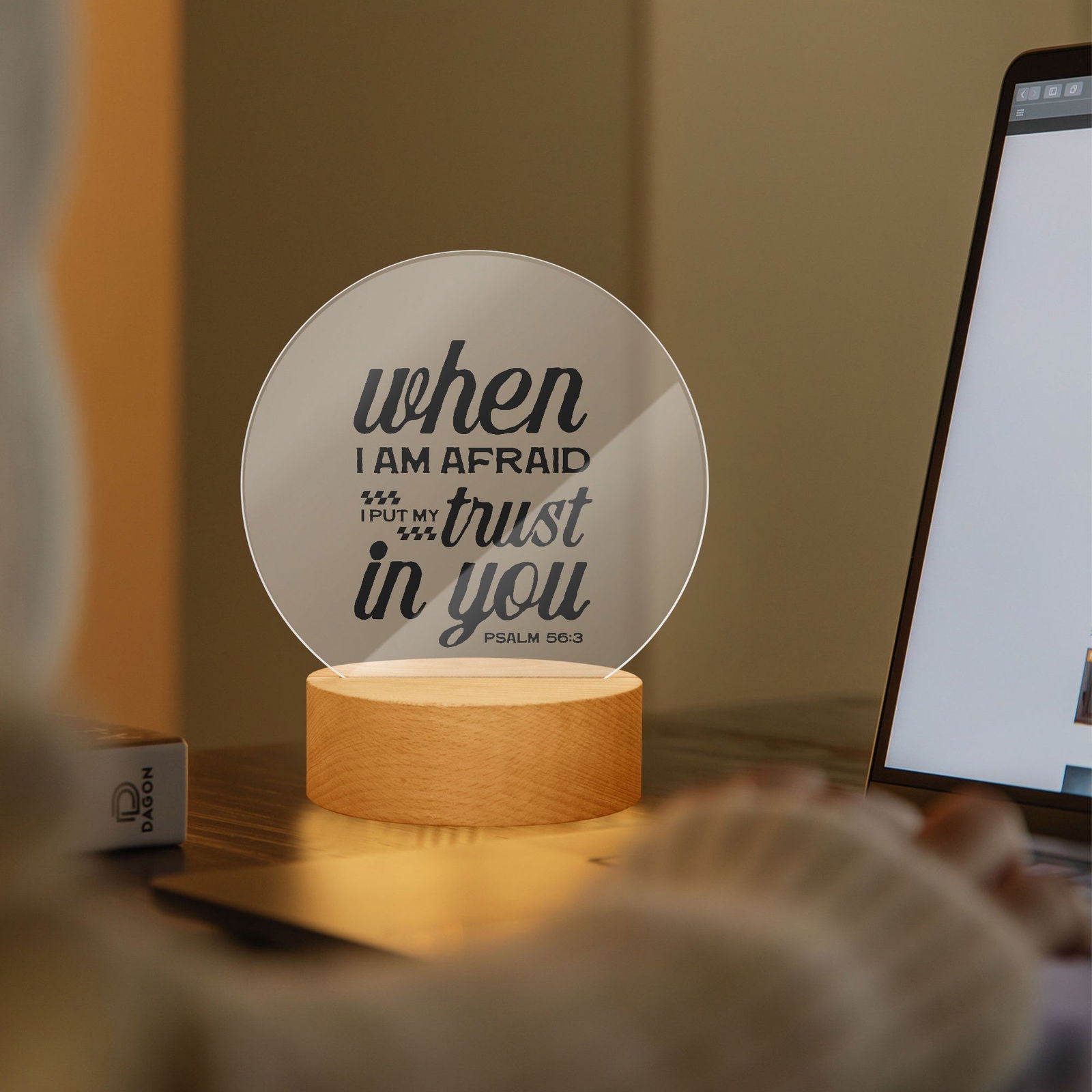 I Put My Trust In You Christian Acrylic Plaque with Stand - Round - ClaimedbyGodDesigns