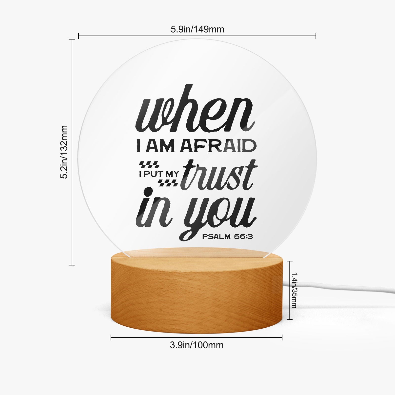 I Put My Trust In You Christian Acrylic Plaque with Stand - Round - ClaimedbyGodDesigns