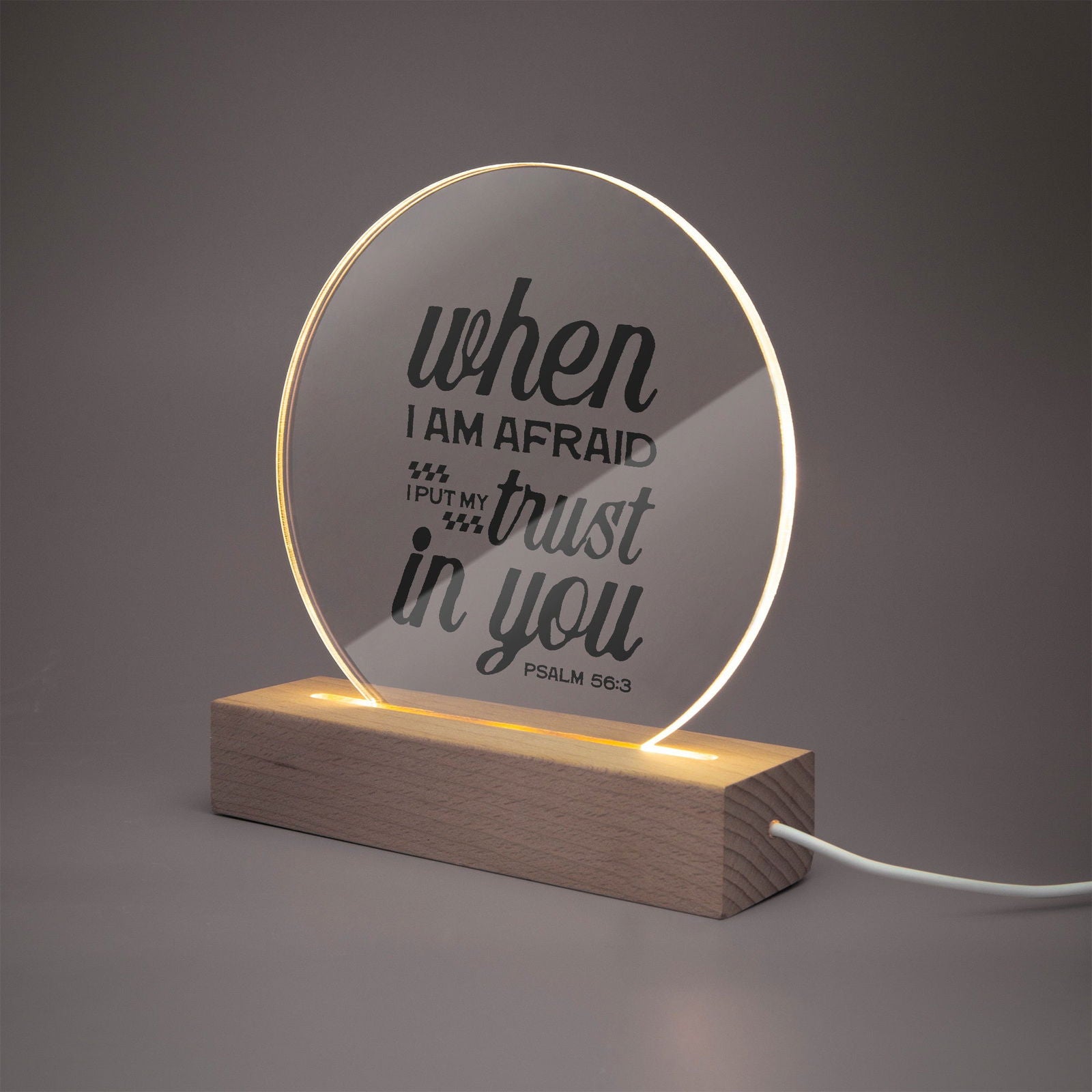 I Put My Trust In You Christian Acrylic Plaque with Stand - Round - ClaimedbyGodDesigns